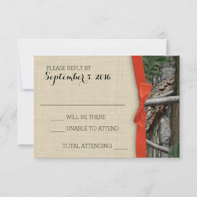 Träd Kamouflage och Orange Bow-svar OSA Kort (Framsida)