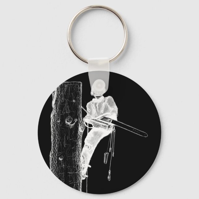 Träd-kirurgen Arborist i dag i Chainsåg Nyckelring (Framsida)