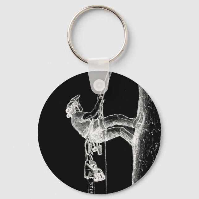 Träd-kirurgen Arborist i dag i Chainsåg Nyckelring (Framsida)