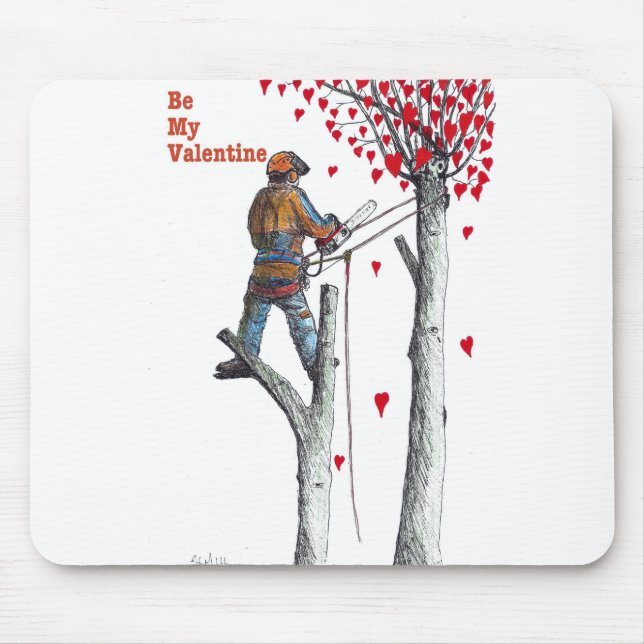Träd-kirurgen Arborist Valentine Card Musmatta (Framsidan)