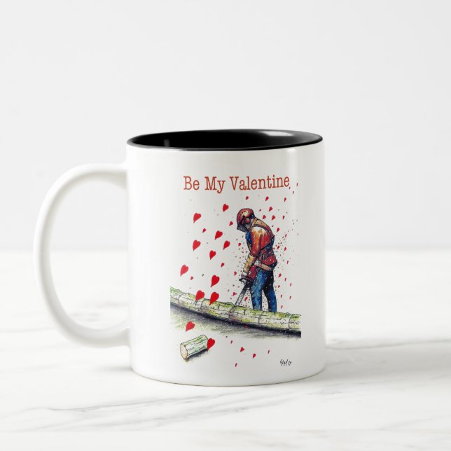 Träd-kirurgen Arborist Valentine Card Två-Tonad Mugg (Vänster)
