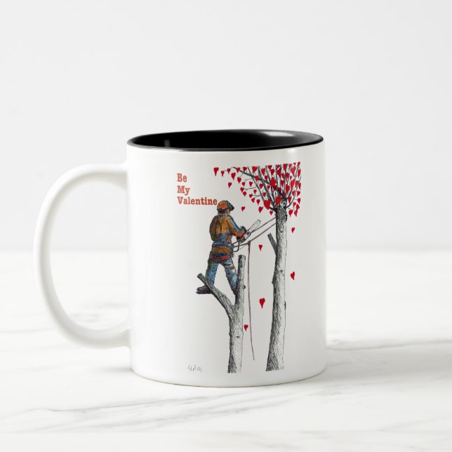 Träd-kirurgen Arborist Valentine Card Två-Tonad Mugg (Vänster)