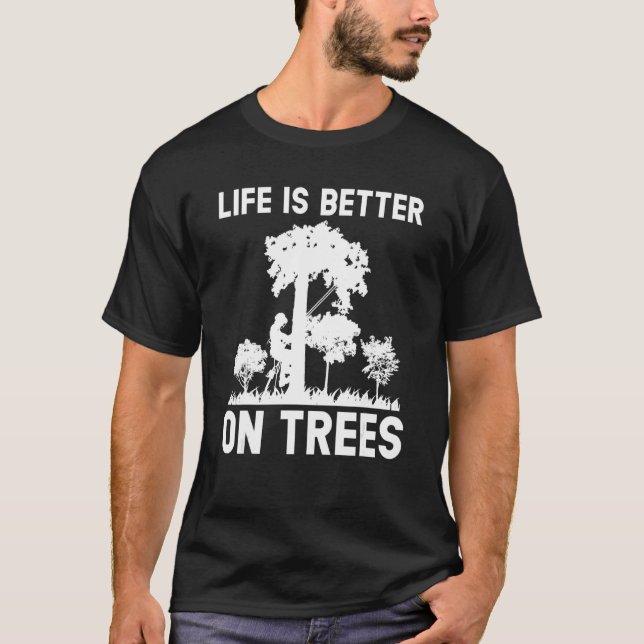 Träd klättring på Träd-arborist T Shirt (Framsida)