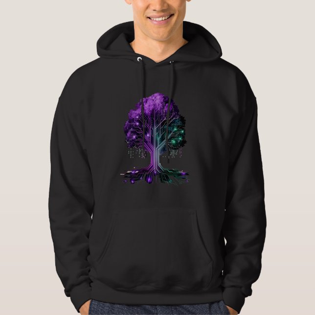 Träd-kodprogrammerardesign för binär hoodie (Framsida)