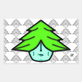 Träd krigare (tecknad som ansikte) v1.1 rektangulärt klistermärke