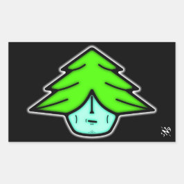 Träd krigare (tecknad som ansikte) v2 rektangulärt klistermärke