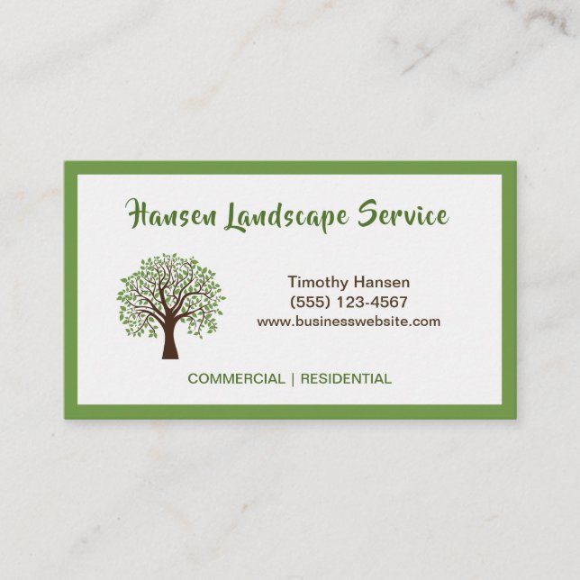Träd Landscaping Yard Professionell Service Visitkort (Framsida)