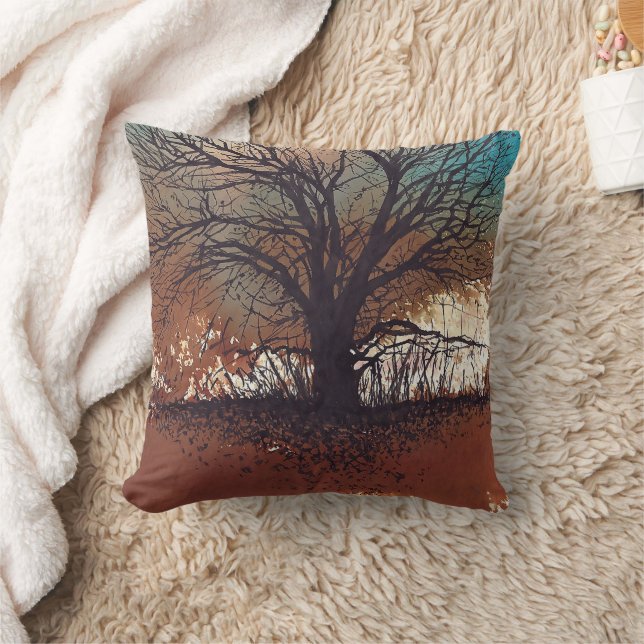 Träd landskapskonst kudde (Filt)