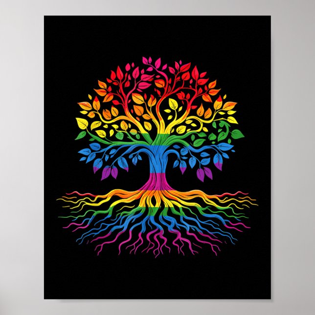 Träd Life Rainbow Lgbt Coola Gay pride Flagga Ally Poster (Framsidan)