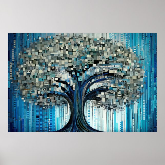 Träd Ligcape Art Decor Paint Mosaic Poster (Framsidan)