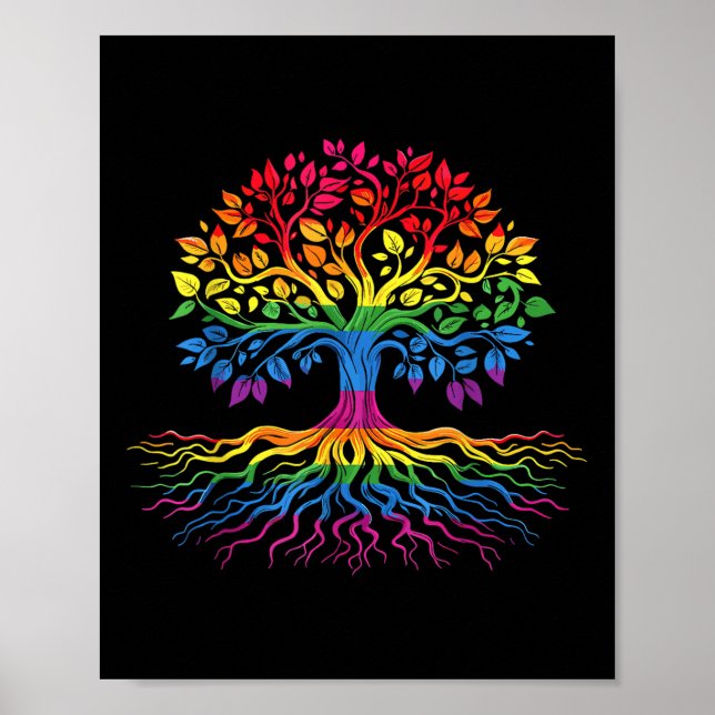 Träd Liv Regnbåge Hbtq Cool Gay Pride Flagga Allie Poster (Framsidan)