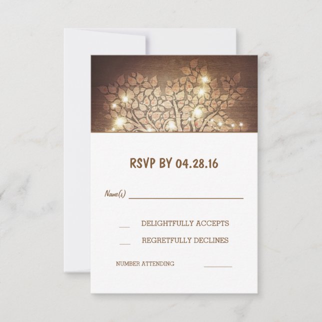 Träd Ljus Rustic Bröllop OSA Cards (Framsida)