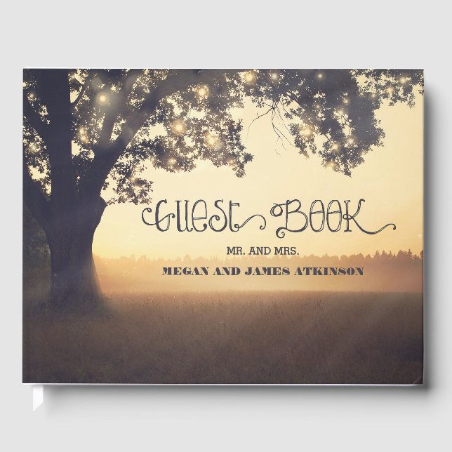 Träd Ljus Rustik utanför Bröllop Gästböcker (Framsida)