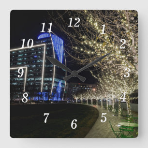 Träd Ljus vid Klyde Warren Park Wall Clock Fyrkantig Klocka