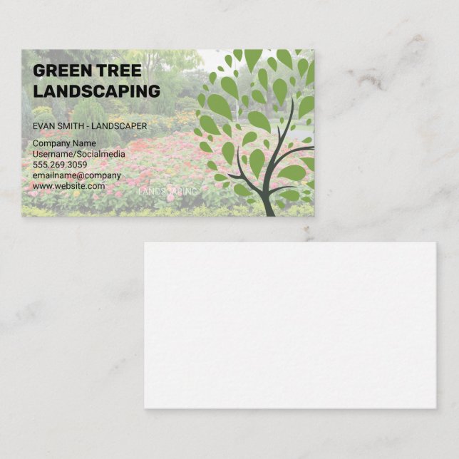 Träd Logotyp | Landskap | Garden Background Visitkort (Fram/baksida)