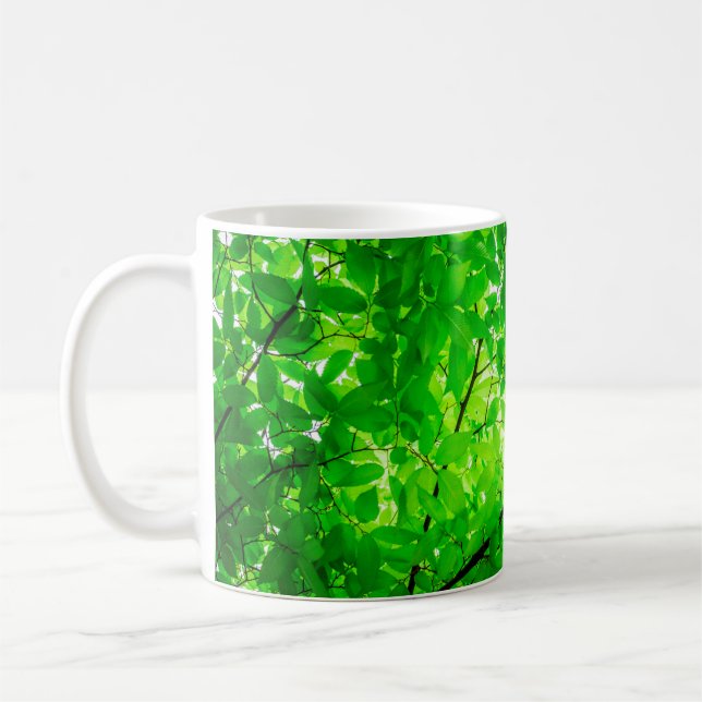 Träd löv twig struktur mönster kaffemugg (Vänster)