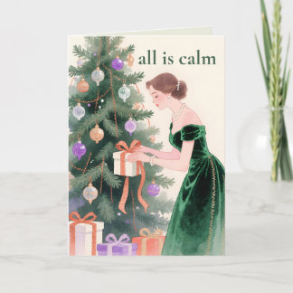 Tråd-målad konst | Emerald Eve Modern Christmas Helgkort