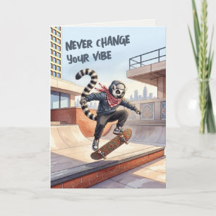 Tråd-målad konst Kufiya Skater Lemur Födelsedag Kort