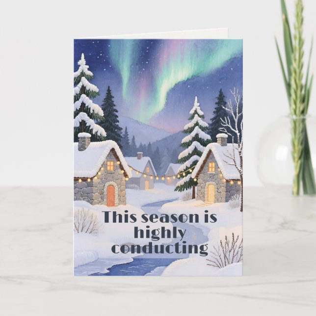 Tråd-Målad Konst Vinterdal Snickig Jul Kort (Framsida)