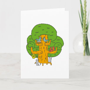 Träd med Forest Animals Cute Natature Kort