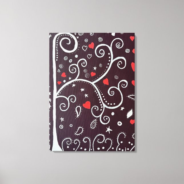 Träd med hjärtan av Michael Dooley Canvastryck (Framsida)