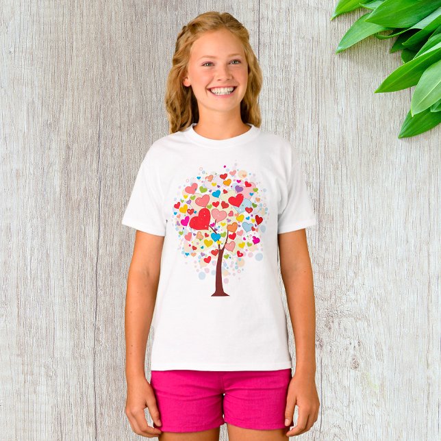 Träd med Hjärtformade Löv Girls T-Shirt (Skapare uppladdad)