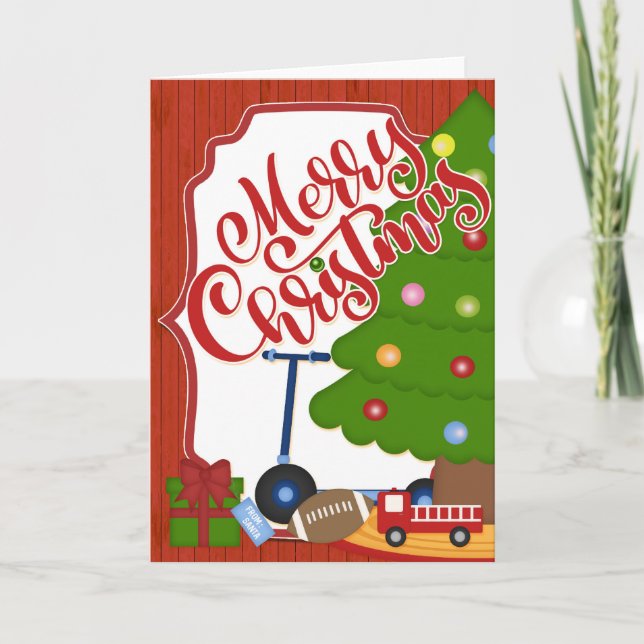 Träd med Leksaker - God jul Kort (Framsida)