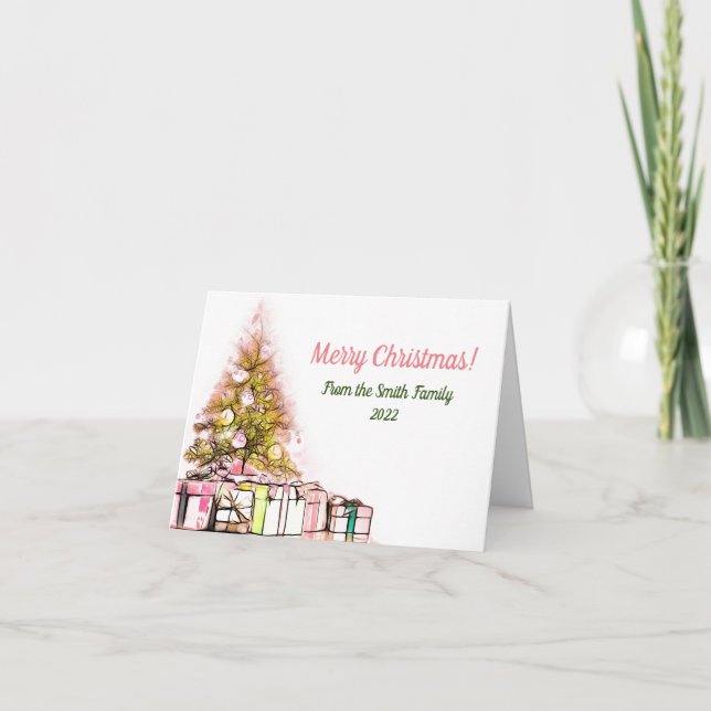 Träd med Presenter julkort Tack Kort (Framsida)