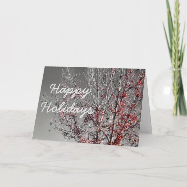 Träd med rött löv Glad helg (Framsida)