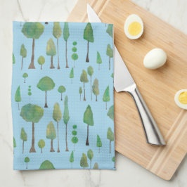 Träd med vacker vattenfärg kökshandduk