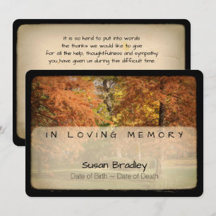 Träd Memorial Sympathy Tack med text 2 Inbjudningar