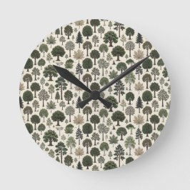 Träd Mönster Rund Klocka