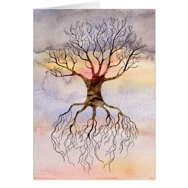 Träd mot himmlen hälsningskort (Framsidan)