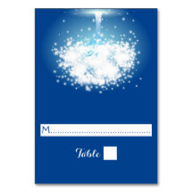 Träd, mousserande ljus blå bröllop-platskort