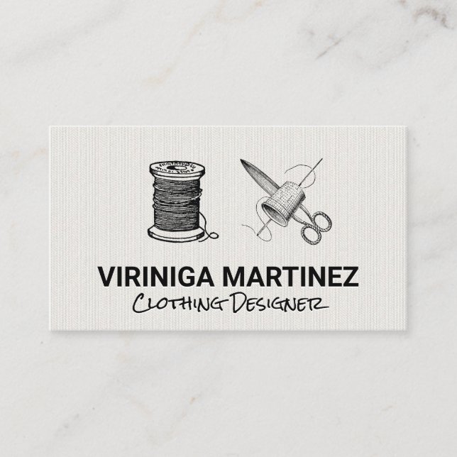 Tråd Nål Fabric Sheets & Thimble Visitkort (Framsida)