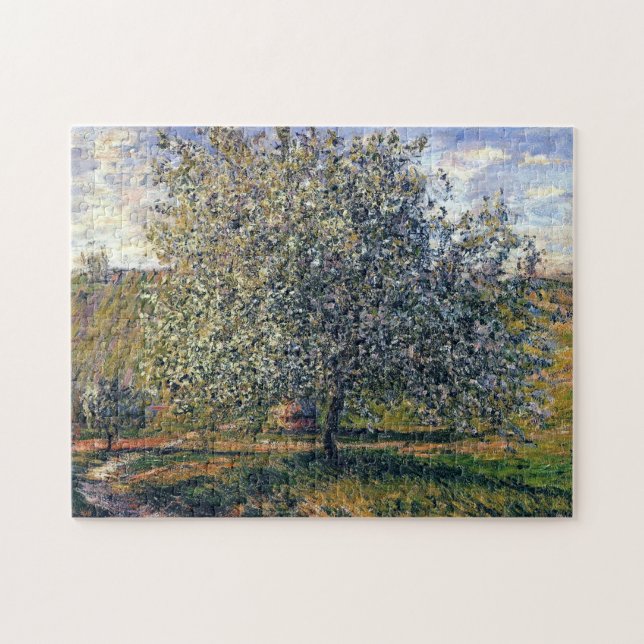 Träd nära Vetheuil Monet Fine Art Pussel (Horisontell)