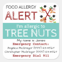 Träd Nöt Food Allergy Sticker Light Teal