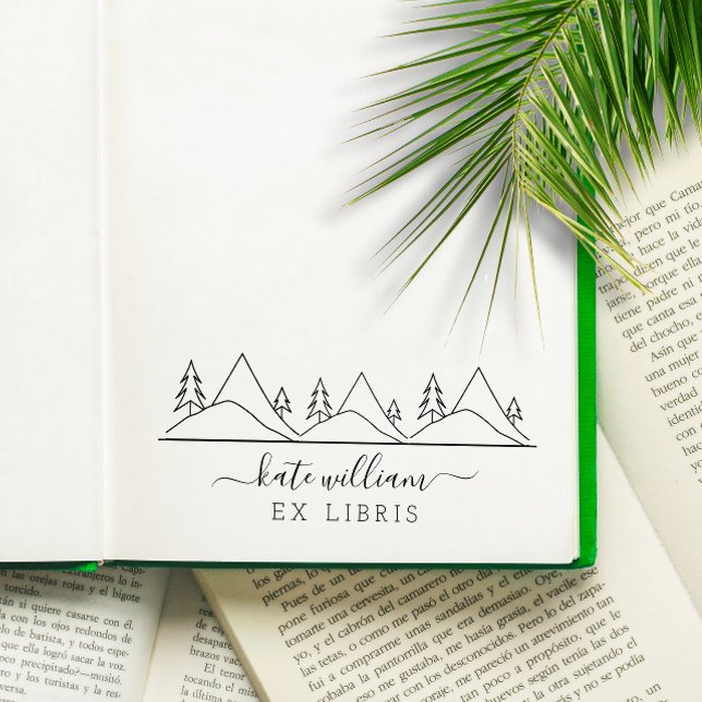 Träd och berg Ex libris Stämpel (Skapare uppladdad)