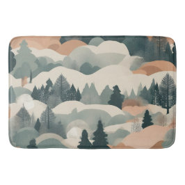 Träd och bergen Boho Abstract Design Badrumsmatta