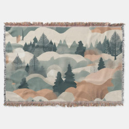 Träd och bergen Boho Abstract Design Filt