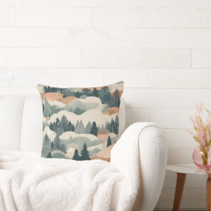 Träd och bergen Boho Abstract Design Kudde