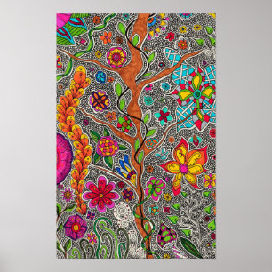 Träd och blommor poster