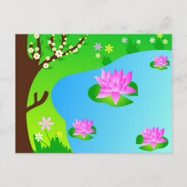 Träd och damm - vykort