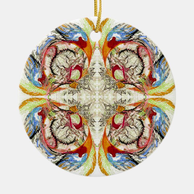 Träd och Fågelfantasi Julgransprydnad Keramik (Framsidan)