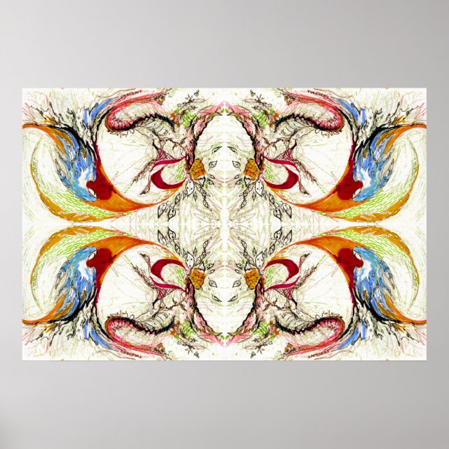 Träd och Fågelfantasi Poster (Framsidan)