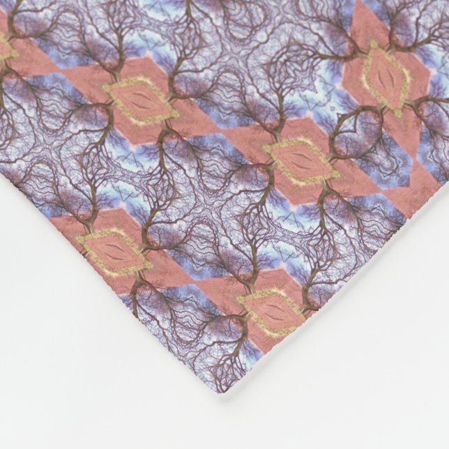 TRÄD och FÄLT MÖNSTER Fleecefilt (Hörn)