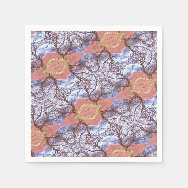 TRÄD och FÄLT MÖNSTER Pappersservett (Framsidan)