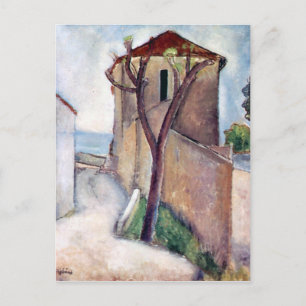 Träd och House av Amedeo Modigliani Vykort