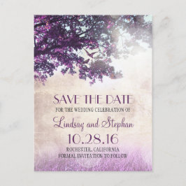 träd och love birds rustik vintage spara datumet meddelande vykort