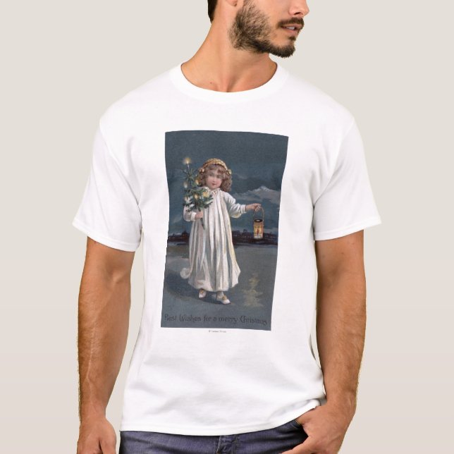 Träd och lykta för flicka hållande tee shirt (Framsida)